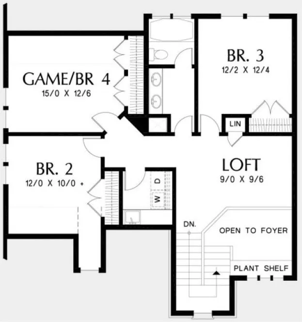 Second Floor Plan for House Plan #320912