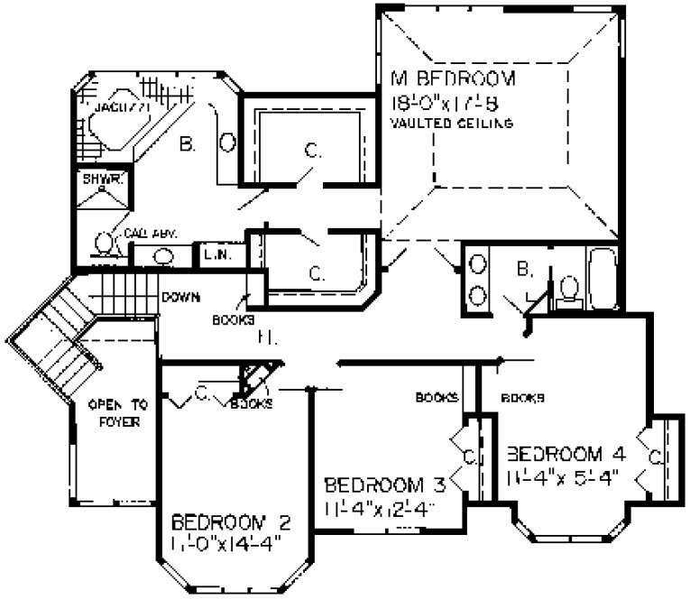 Second Floor Plan for House Plan #186861