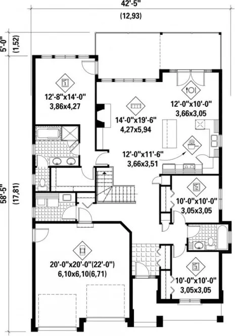 Main Floor Plan for House Plan #179261