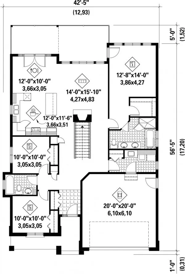 Main Floor Plan for House Plan #171261