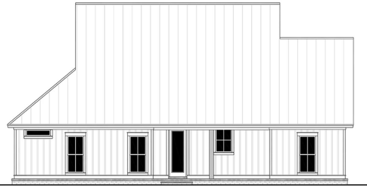 Rear Elevation for House Plan #306591