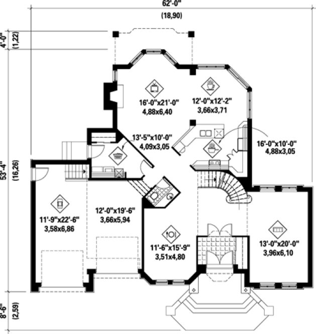 Main Floor Plan for House Plan #170623
