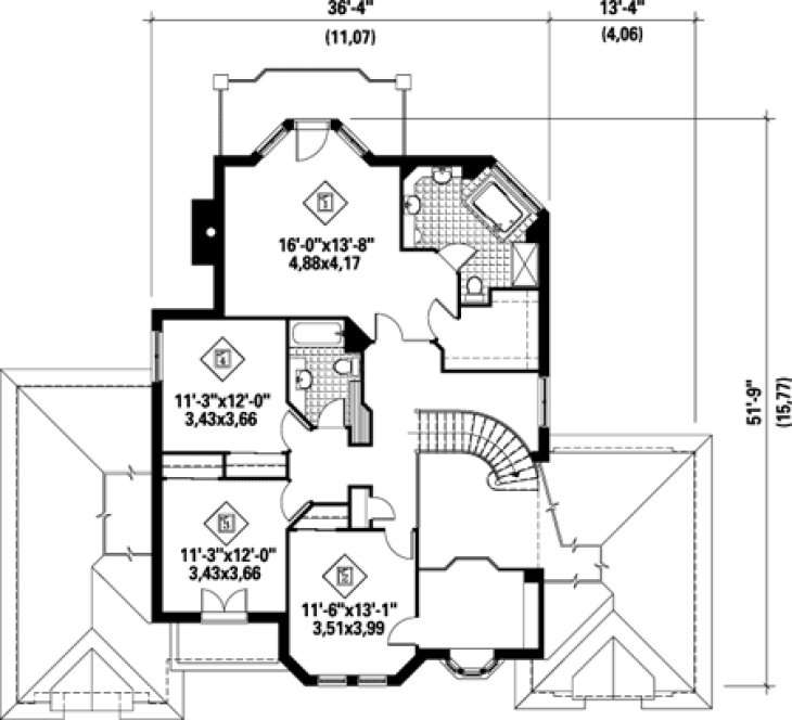 Second Floor Plan for House Plan #170623