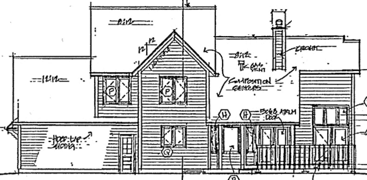 Rear Elevation for House Plan #184412