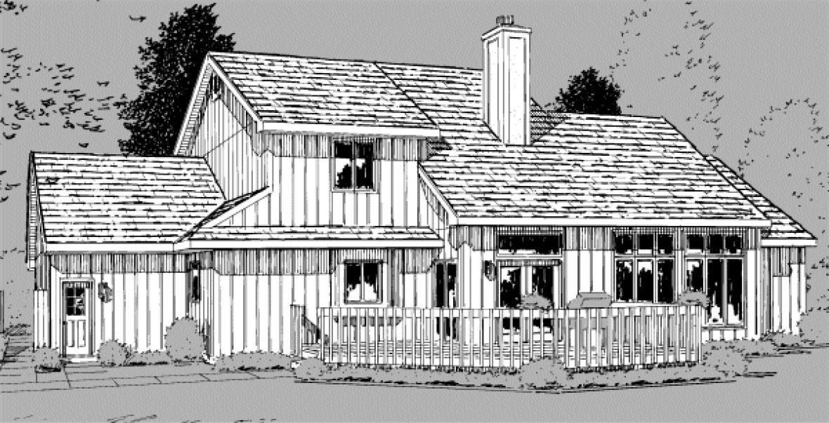 Rear Elevation for House Plan #189912