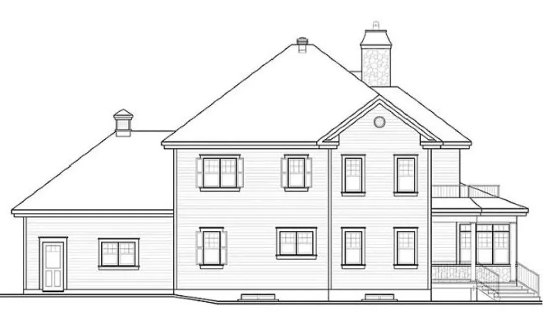 Rear Elevation for House Plan #141252