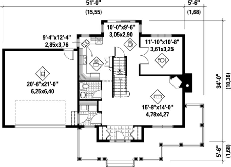 Main Floor Plan for House Plan #178071