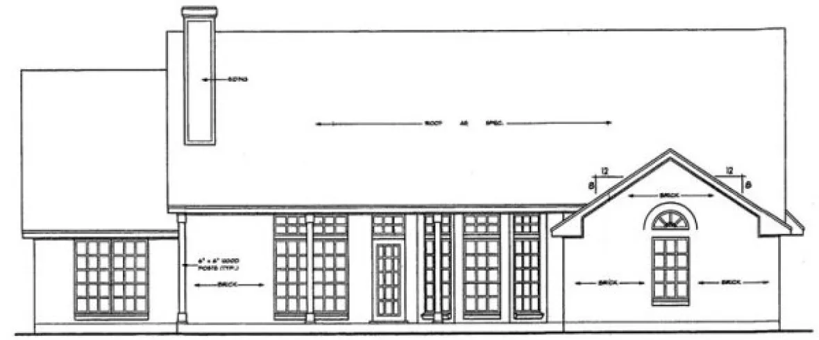 Rear Elevation for House Plan #443281