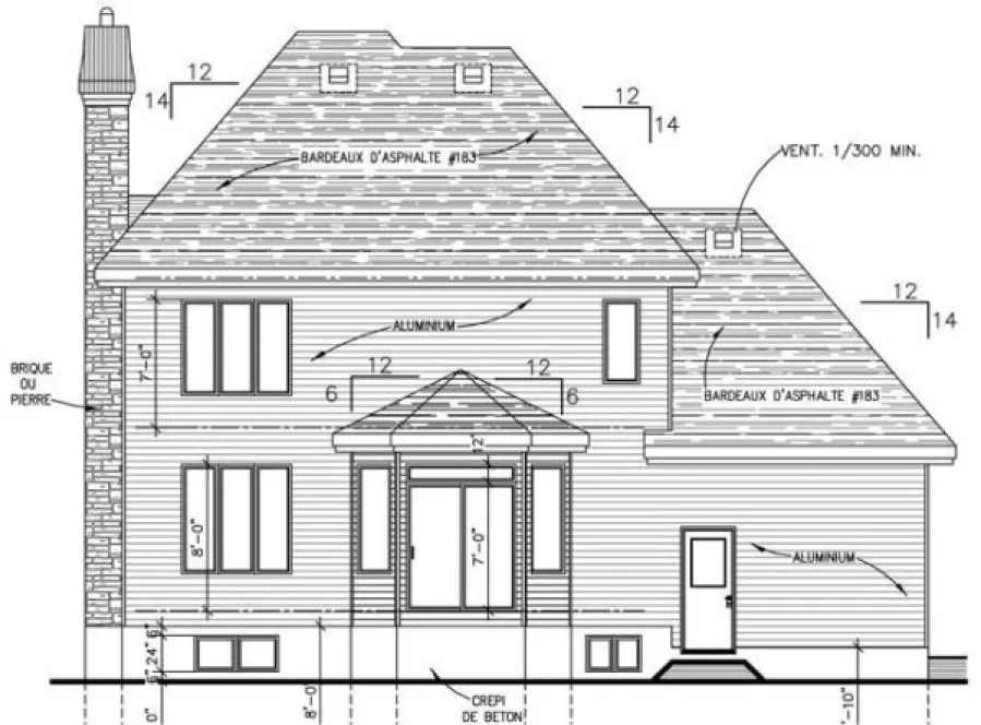 Rear Elevation for House Plan #428071