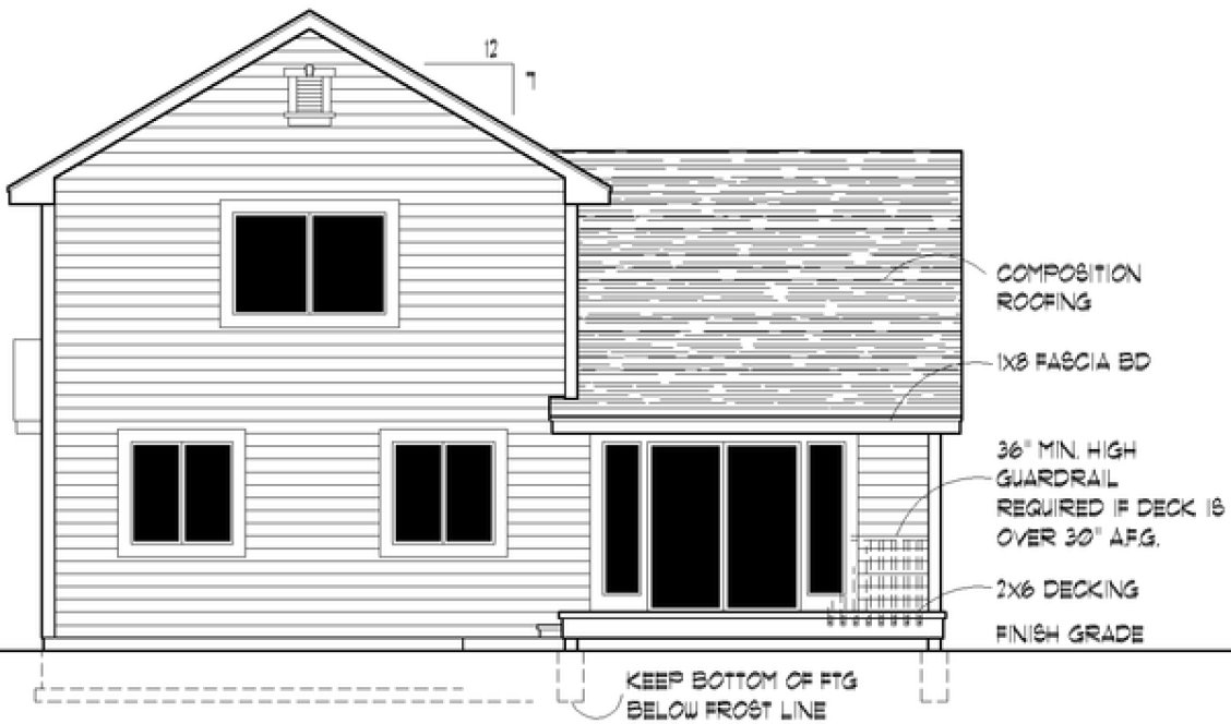 Rear Elevation for House Plan #801761