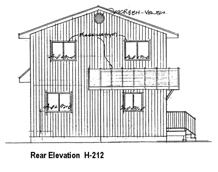 Rear Elevation for House Plan #224212