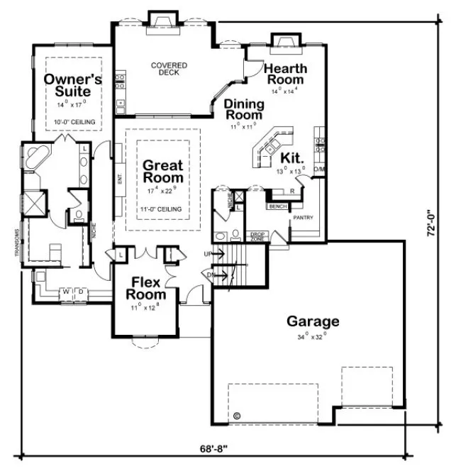 Main Floor Plan for House Plan #153553