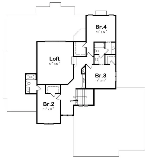 Second Floor Plan for House Plan #153553