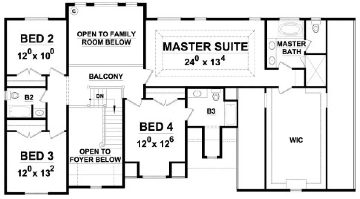 Second Floor Plan for House Plan #159032