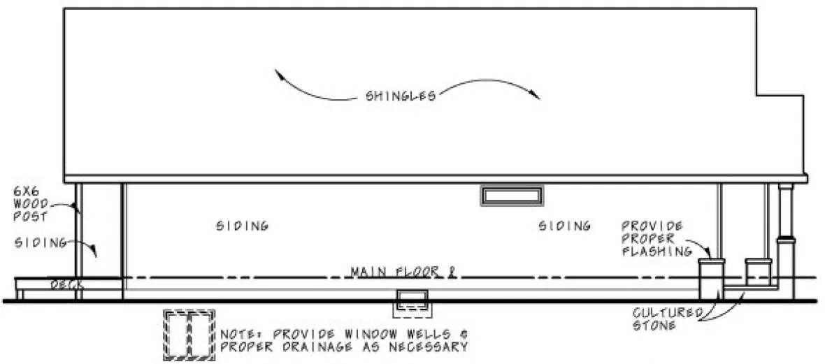 Left Elevation for House Plan #156761