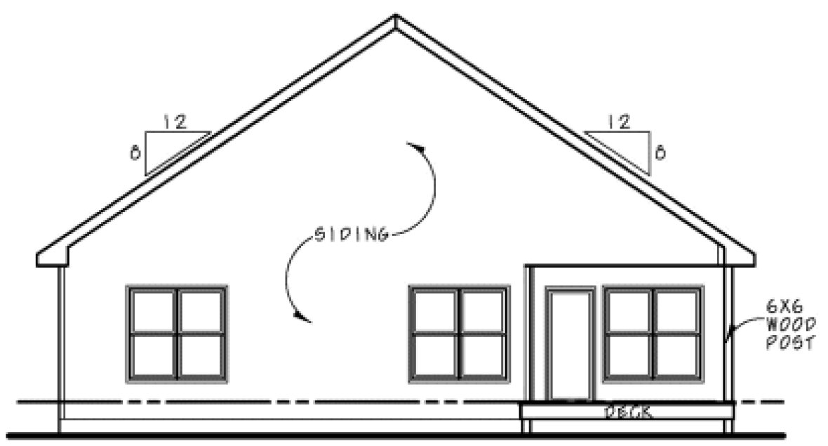 Rear Elevation for House Plan #156761