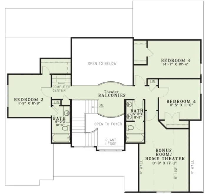 Second Floor Plan for House Plan #312462