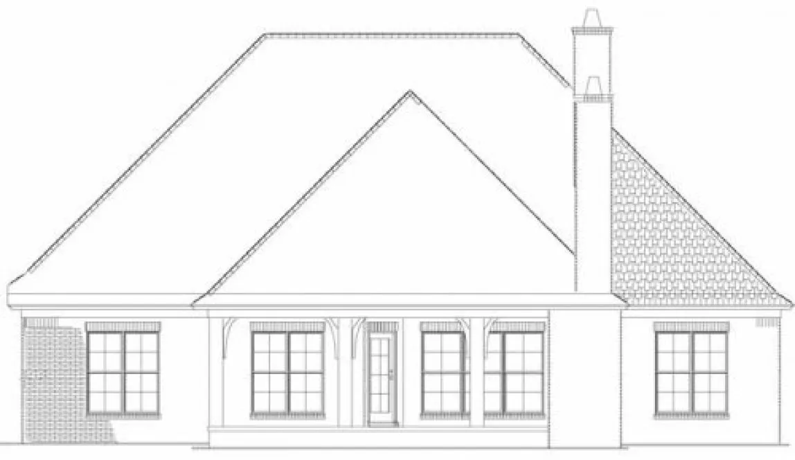 Rear Elevation for House Plan #317412