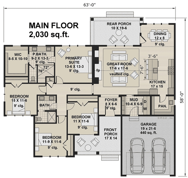 Main Floor Plan for House Plan #287202