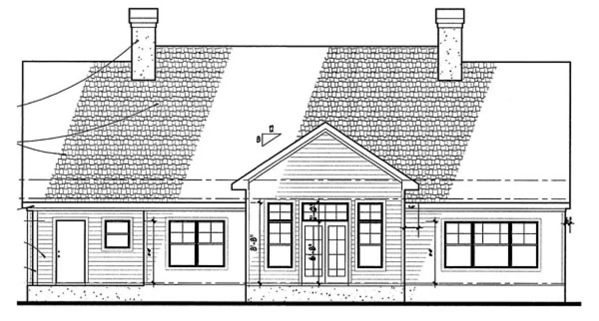 Rear Elevation for House Plan #645681