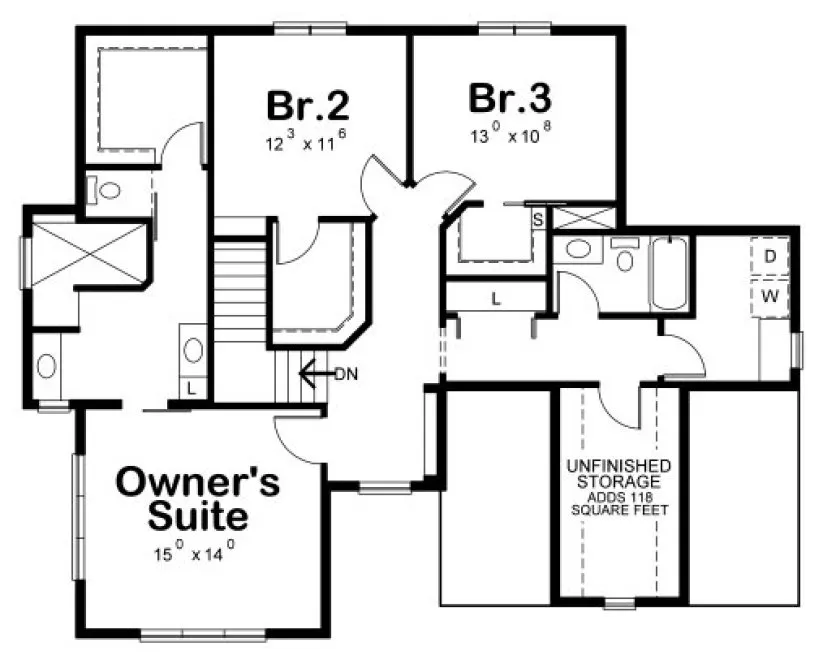 Second Floor Plan for House Plan #158222