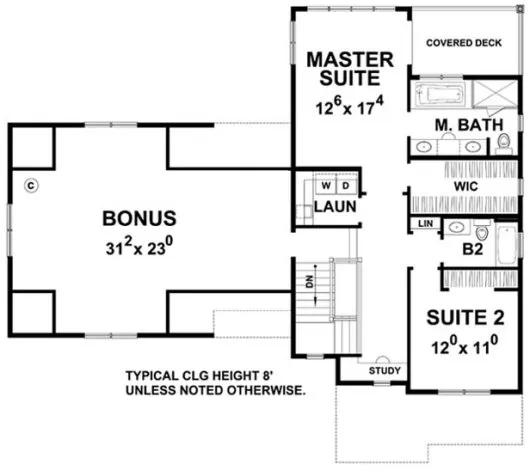 Second Floor Plan for House Plan #153791