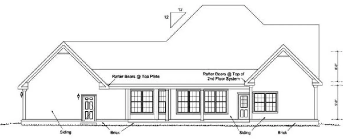 Rear Elevation for House Plan #246452