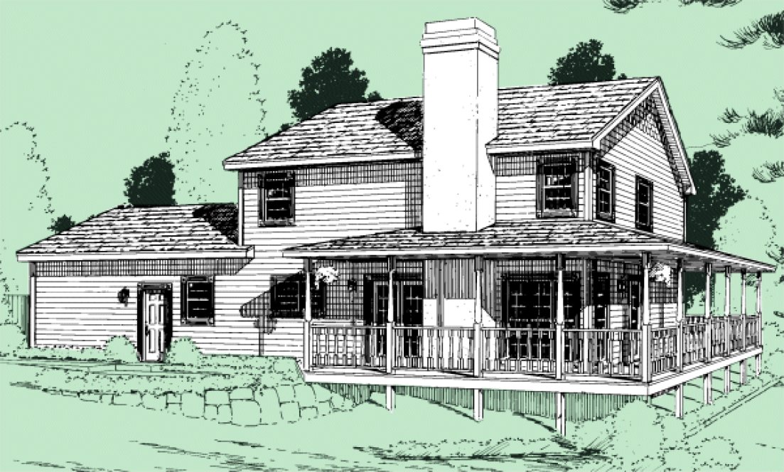 Rear Elevation for House Plan #181044