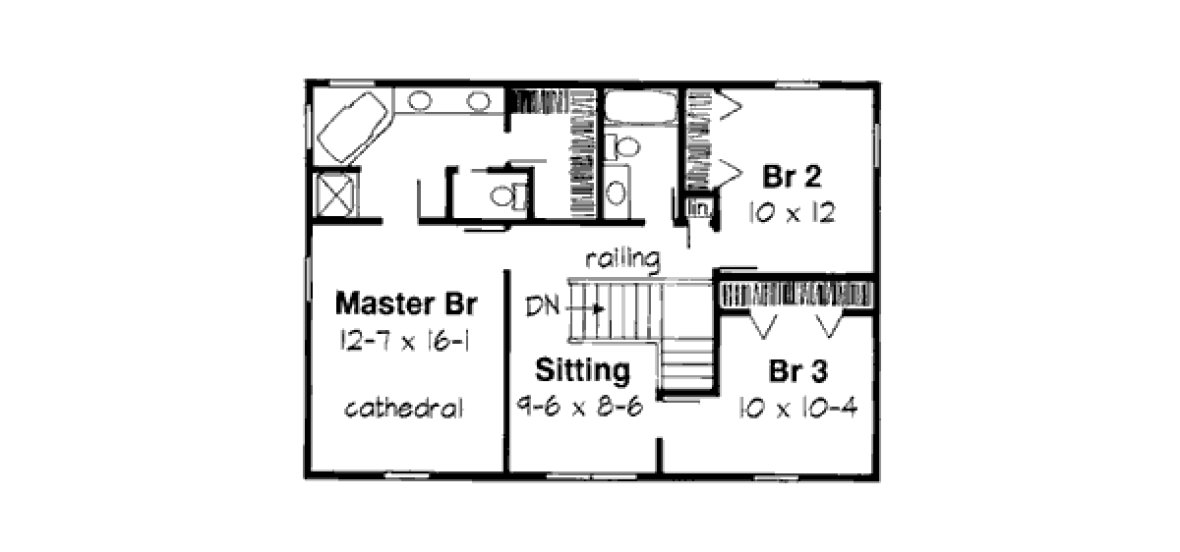 Second Floor Plan for House Plan #181044