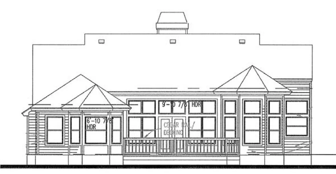 Rear Elevation for House Plan #642981