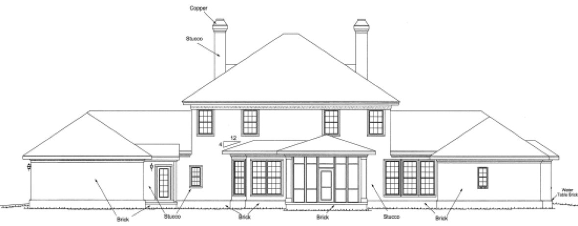 Rear Elevation for House Plan #240871