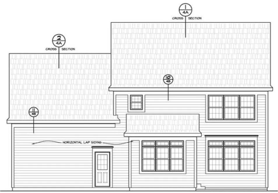 Rear Elevation for House Plan #150502