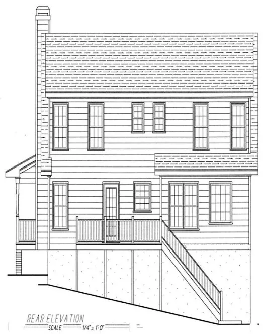 Rear Elevation for House Plan #128181