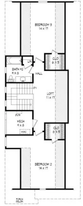 Second Floor Plan for House Plan #691752