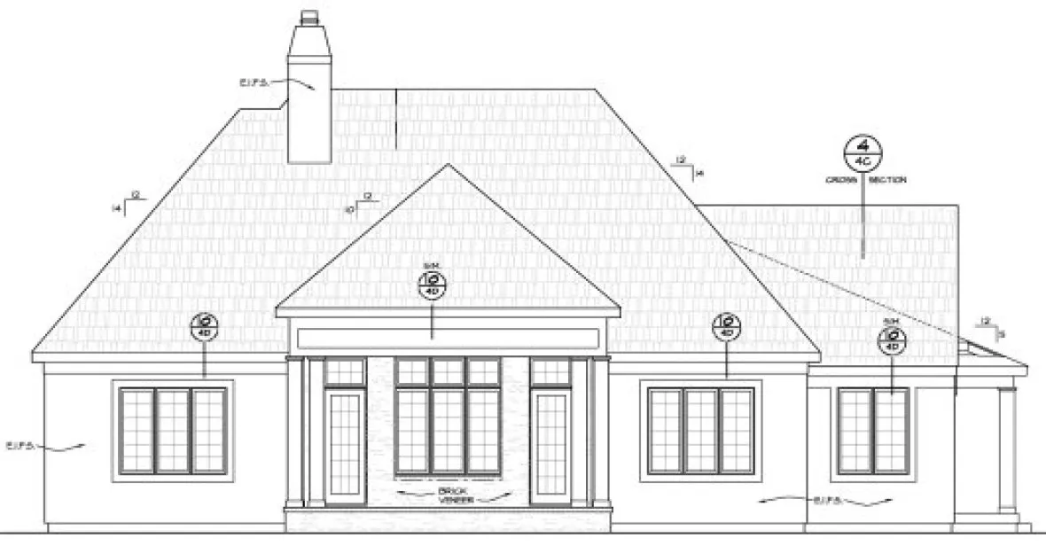 Rear Elevation for House Plan #156622
