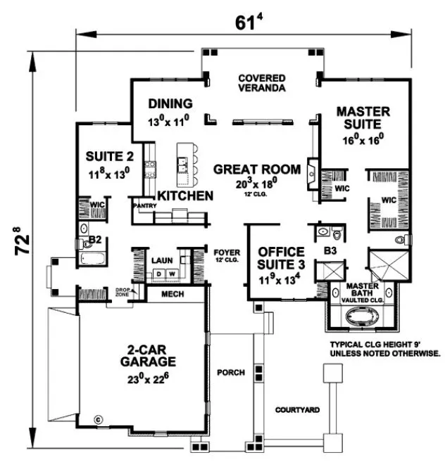Main Floor Plan for House Plan #156622