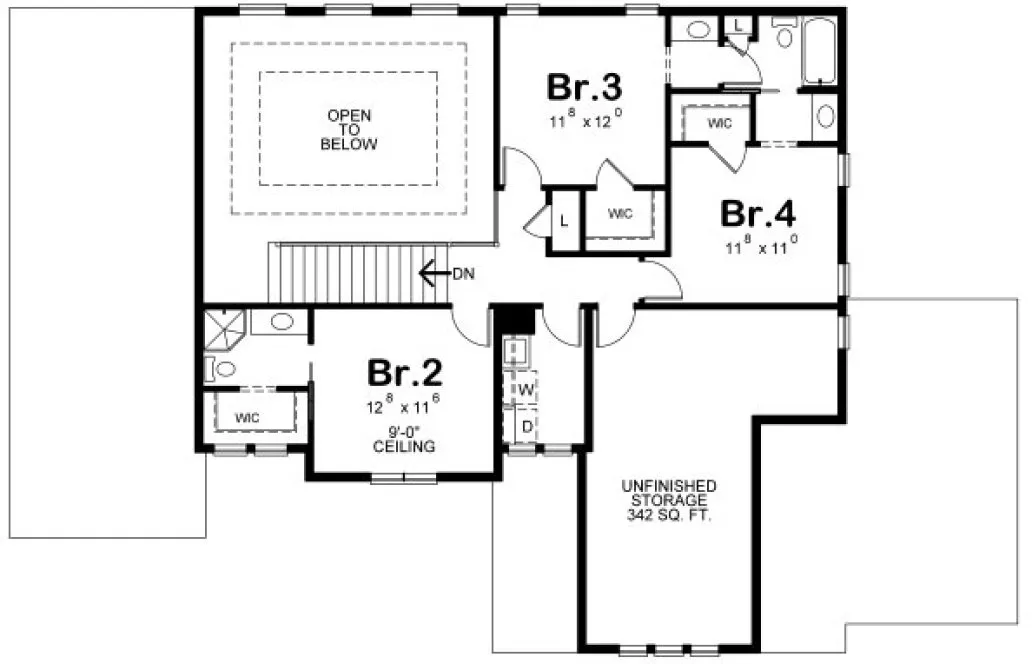 Second Floor Plan for House Plan #153052