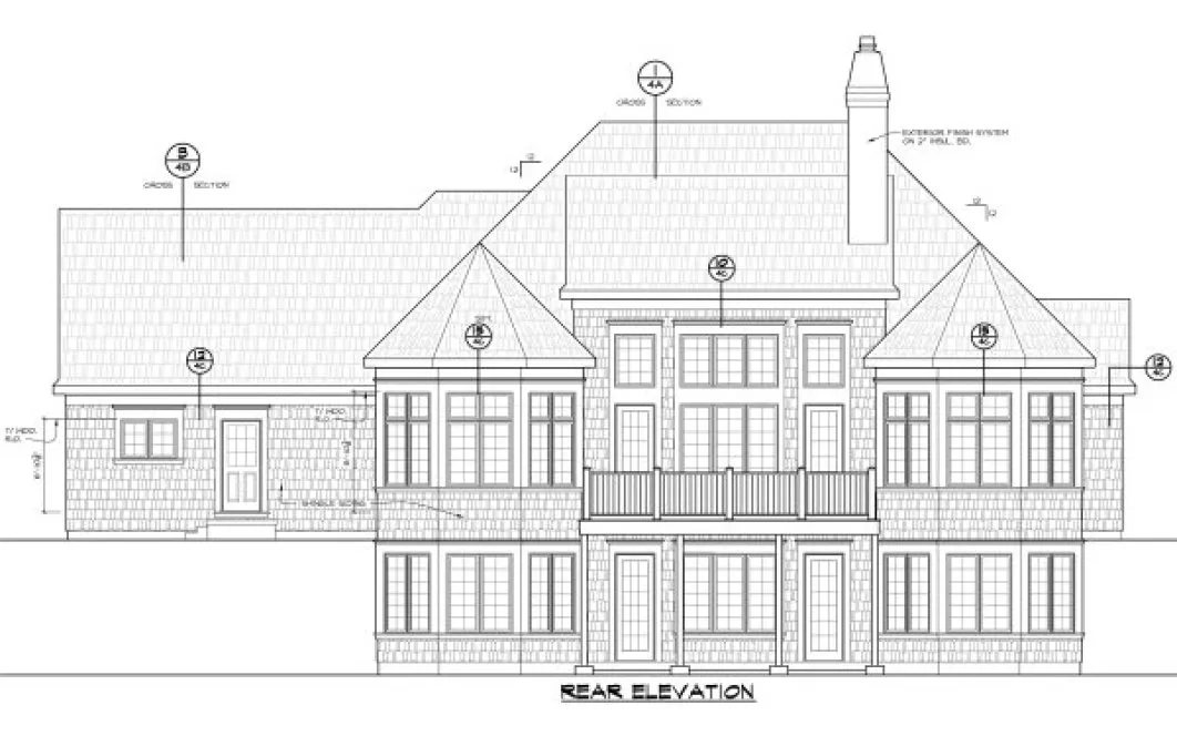 Rear Elevation for House Plan #156972