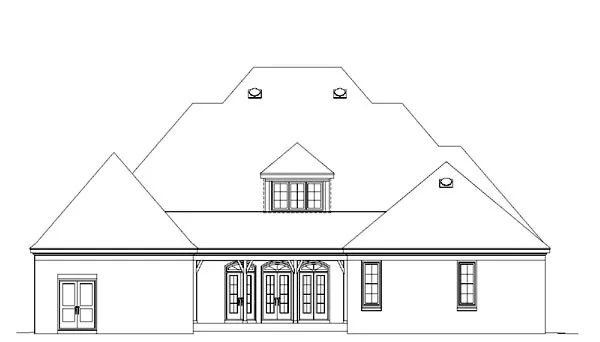 Rear Elevation for House Plan #493744