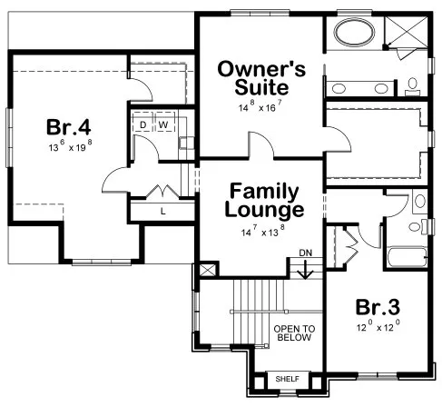 Second Floor Plan for House Plan #158072