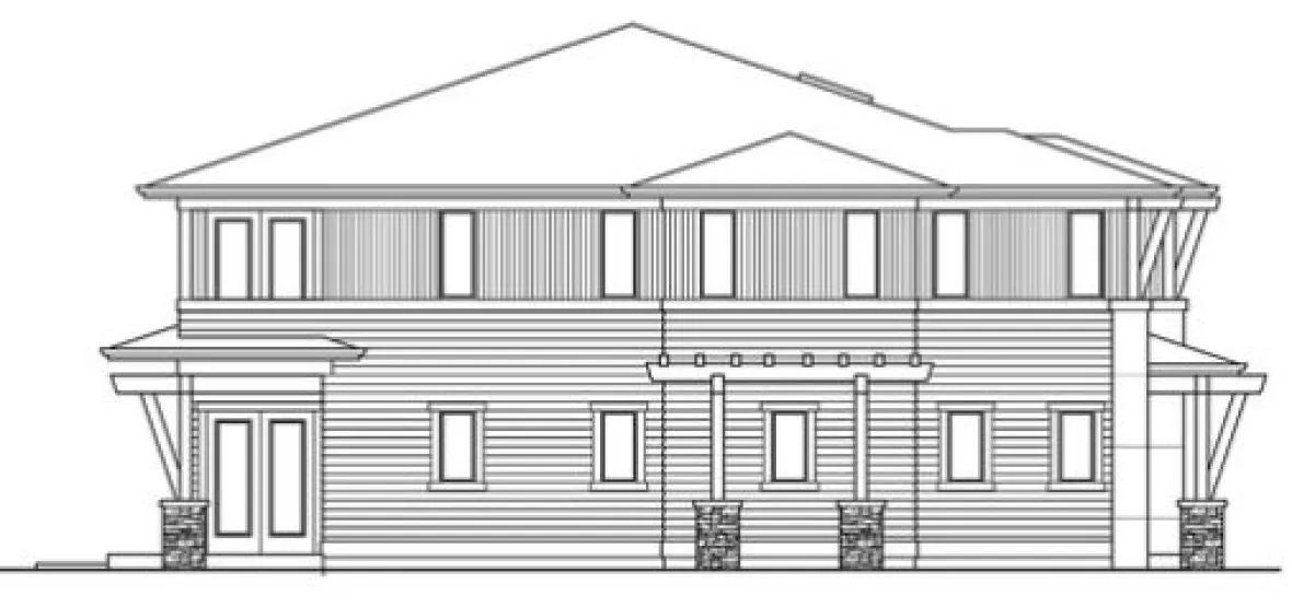Left Elevation for House Plan #336005