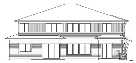 Rear Elevation for House Plan #336005