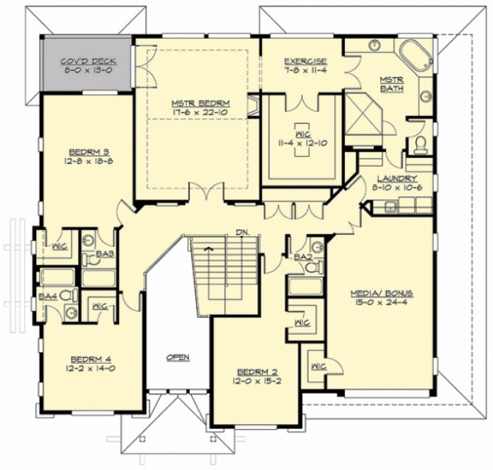 Second Floor Plan for House Plan #336005