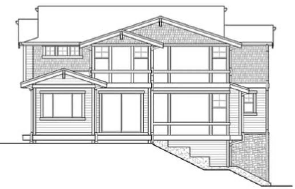 Rear Elevation for House Plan #330144