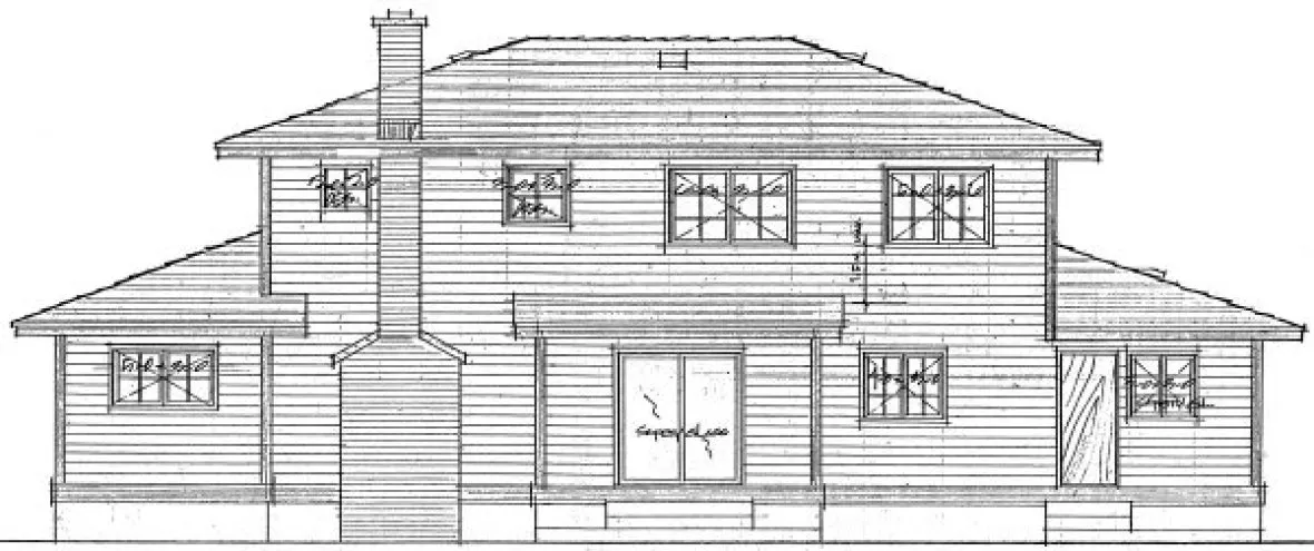 Rear Elevation for House Plan #222159