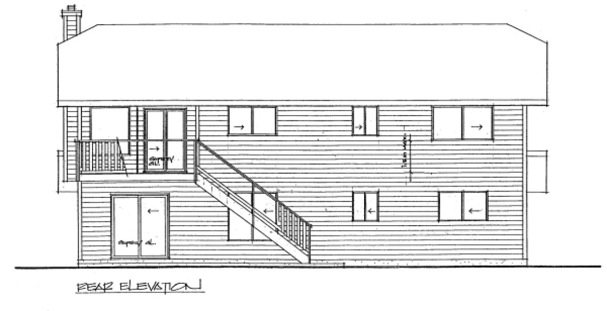 Rear Elevation for House Plan #200963