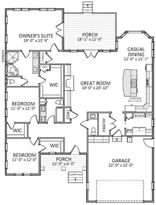 Main Floor Plan for House Plan #725112