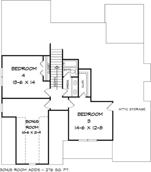 Second Floor Plan for House Plan #711922