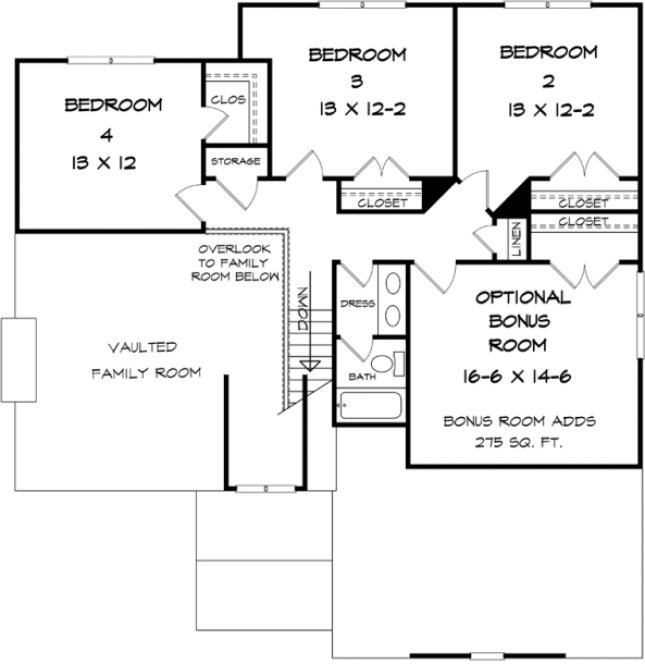 Second Floor Plan for House Plan #711512