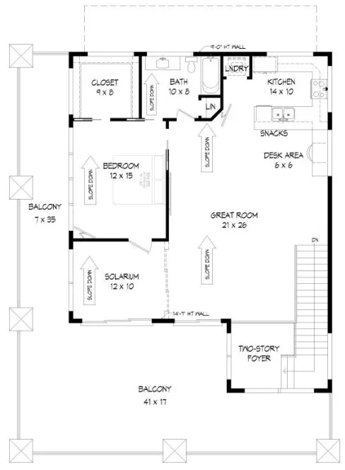 Second Floor Plan for House Plan #696824